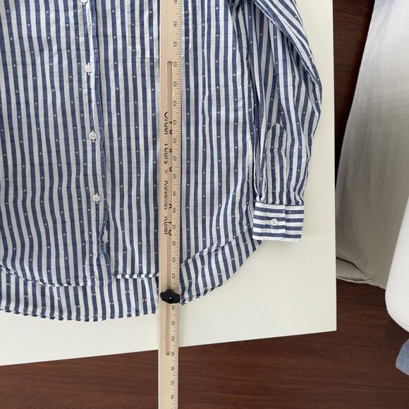 Grayson Frank & Eileen Shirt XS Blue Stripe The Hero Button Up Cotton Career - Picture 12 of 12